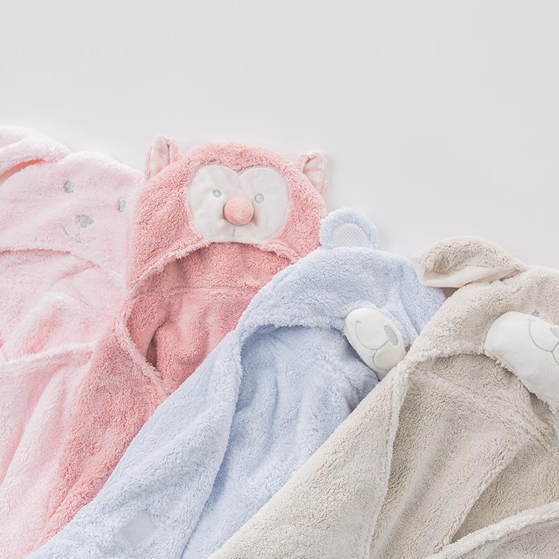 Playful baby hooded towel